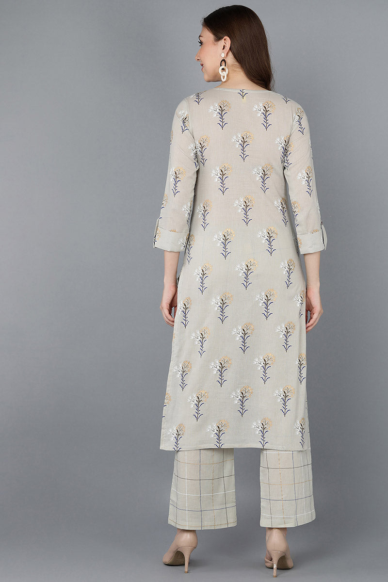 Women's Cotton Printed Kurta With Palazzos