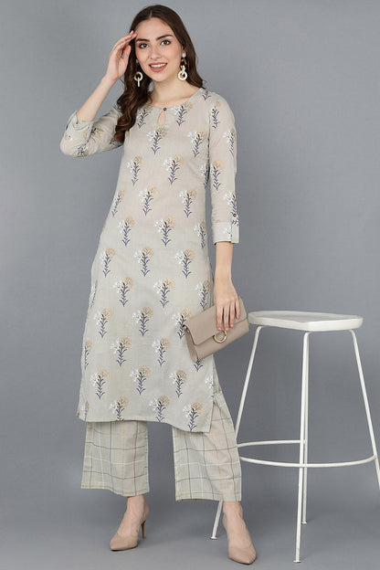 Women's Cotton Printed Kurta With Palazzos
