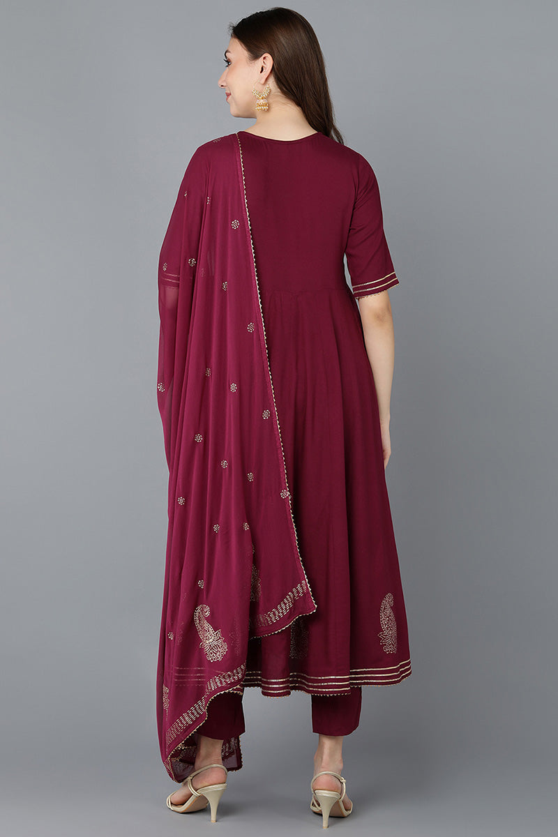 Women's Silk Blend Embroidered Kurta Pants With Dupatta