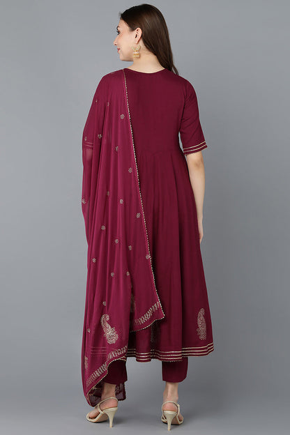 Women's Silk Blend Embroidered Kurta Pants With Dupatta
