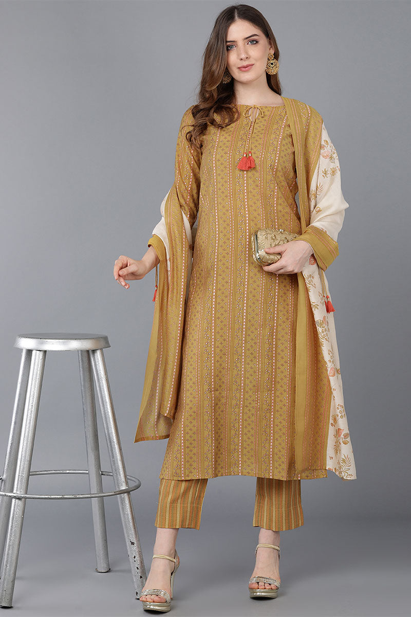 Women's Poly Silk Printed Kurta Pants With Dupatta