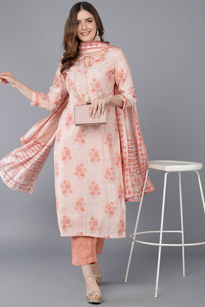 Women's Poly Silk Floral Printed Kurta Pant With Dupatta