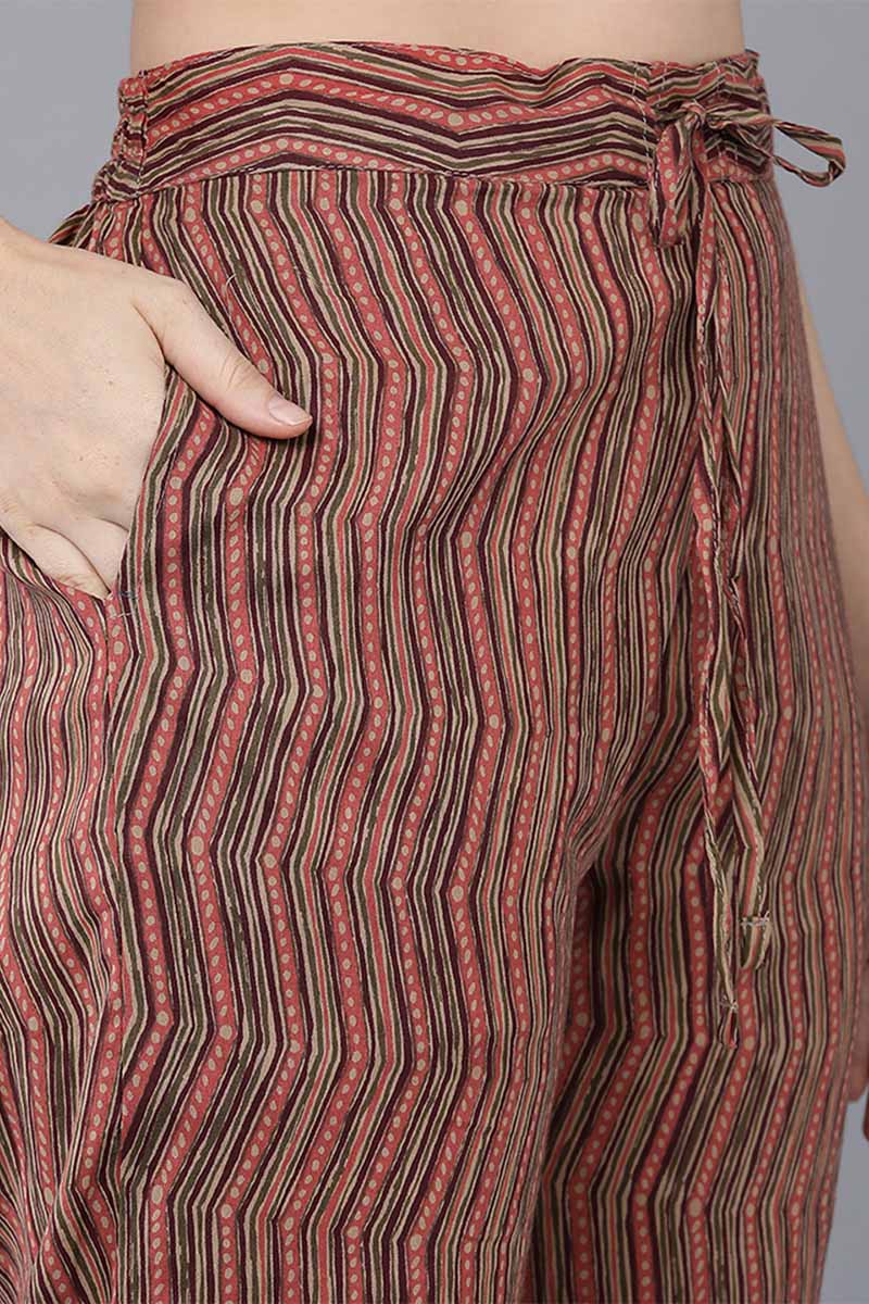 Women's Cotton Blend Printed Kurta Pants With Dupatta