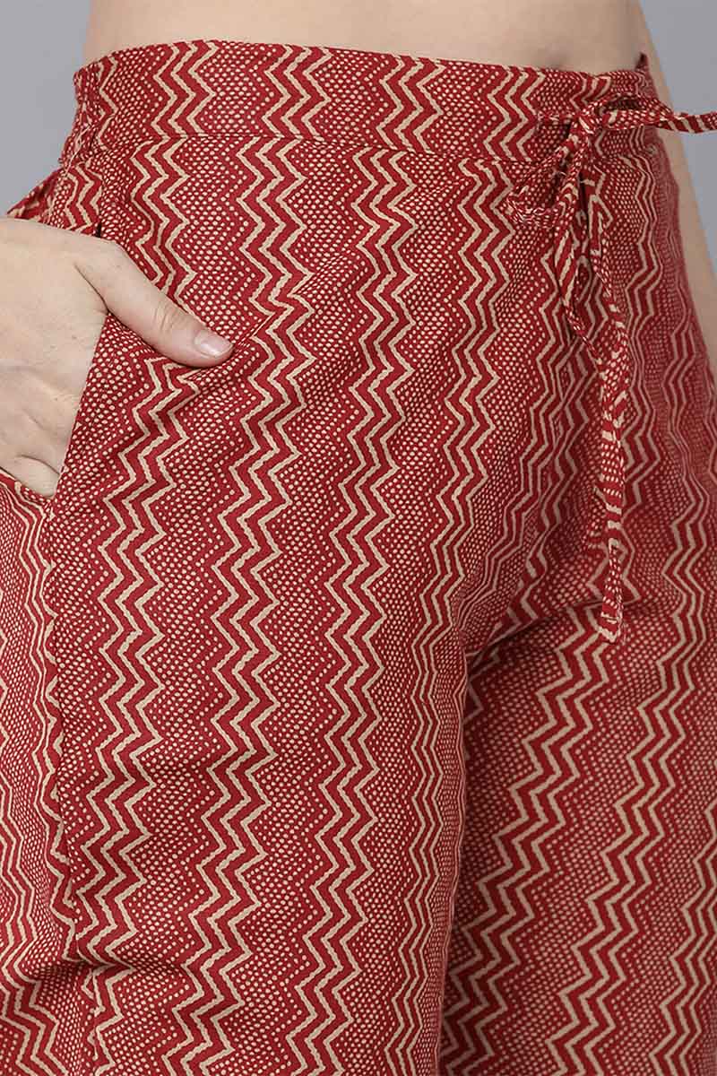 Women's Cotton Floral Printed Kurta Pants With Dupatta