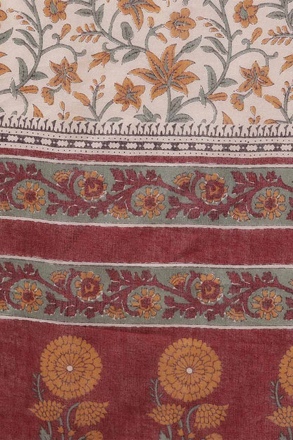 Women's Cotton Floral Printed Kurta Pants With Dupatta