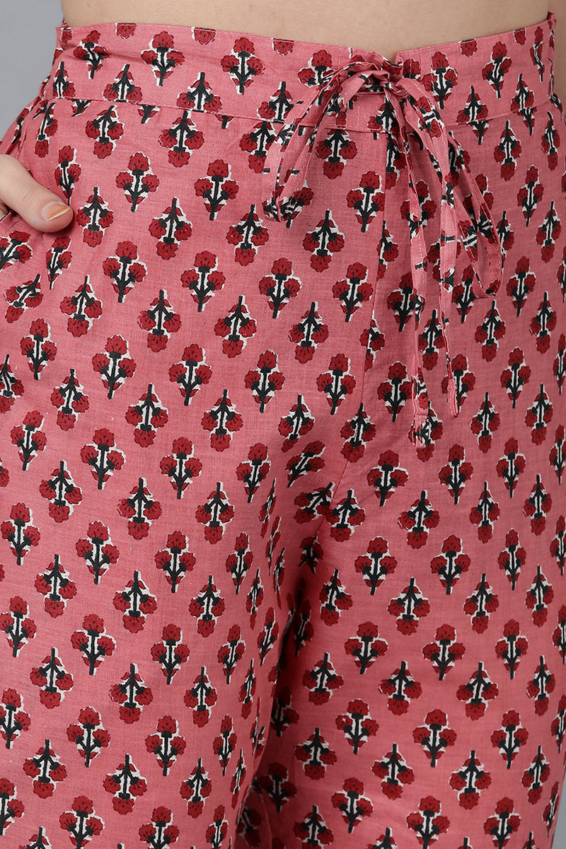 Women's Cotton Floral Printed Kurta Pants With Dupatta