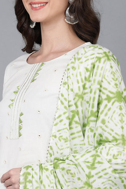 Women's Cotton Solid Kurta Pants With Dupatta