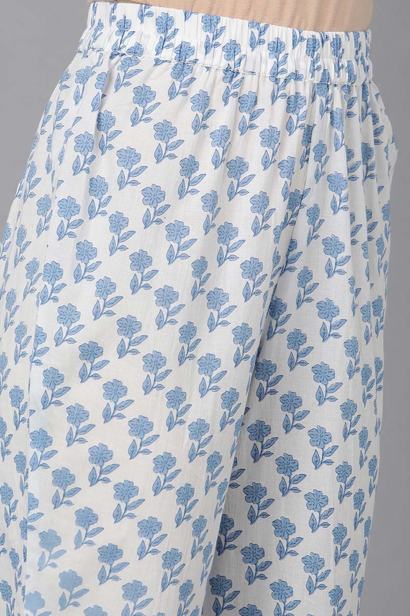 Women's Cotton Floral Kurta Pants With Dupatta