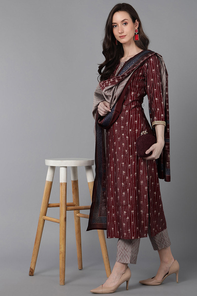 Women's Poly Silk Printed Kurta Pants With Dupatta