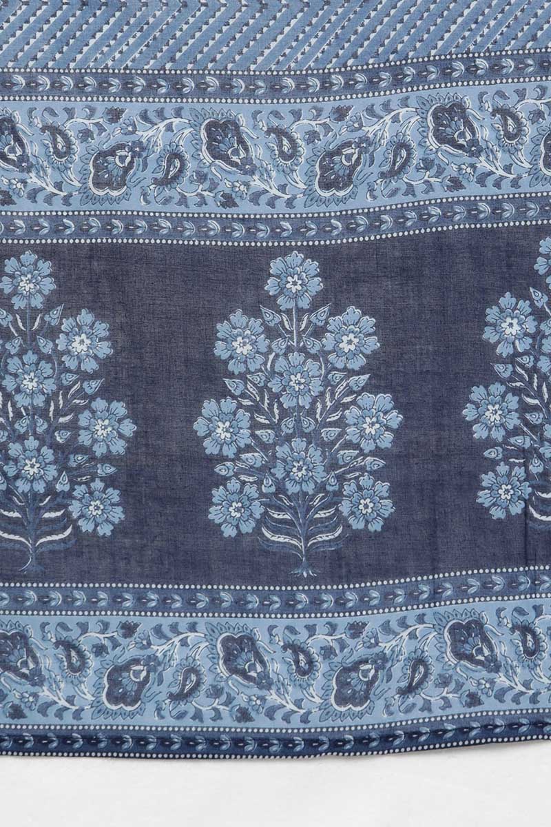 Women's Cotton Blend Floral Kurta Pants With Dupatta