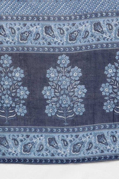 Women's Cotton Blend Floral Kurta Pants With Dupatta