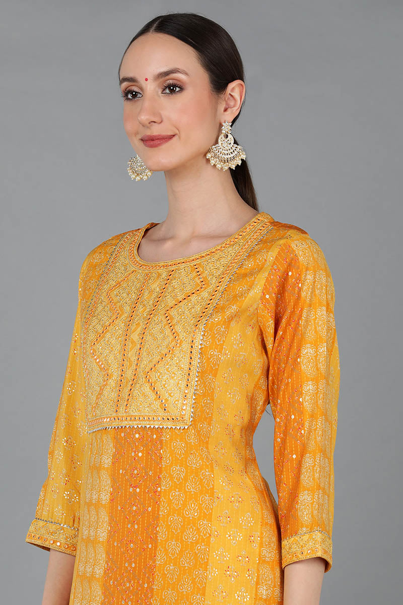 Women's Silk Blend Embroidered Ethnic Kurta Pant With Dupatta