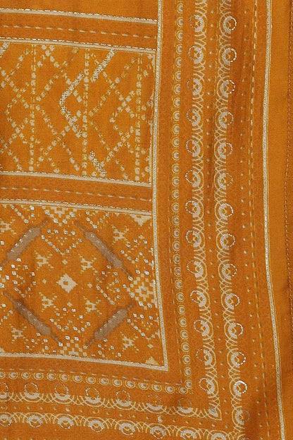 Women's Silk Blend Embroidered Bandhani Printed Kurta Pant With Dupatta