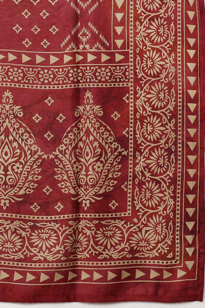 Women's Silk Blend Embroidered Abstract Printed Kurta Pant With Dupatta
