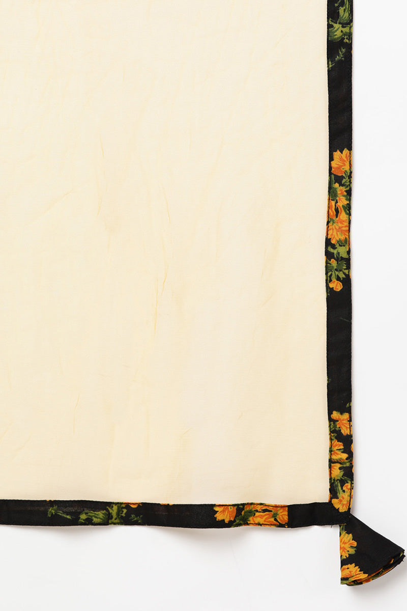 Women's Cotton Blend Floral Printed Kurta Pants With Dupatta