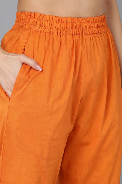 Women's Cotton Blend Checked Printed Kurta Pants With Dupatta