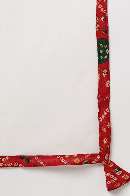Women's Cotton Blend Bandhani Printed Kurta Pants With Dupatta