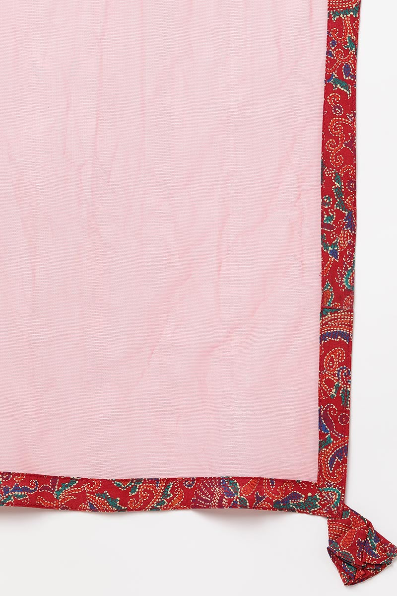 Women's Cotton Blend Floral Printed Kurta Pants With Dupatta
