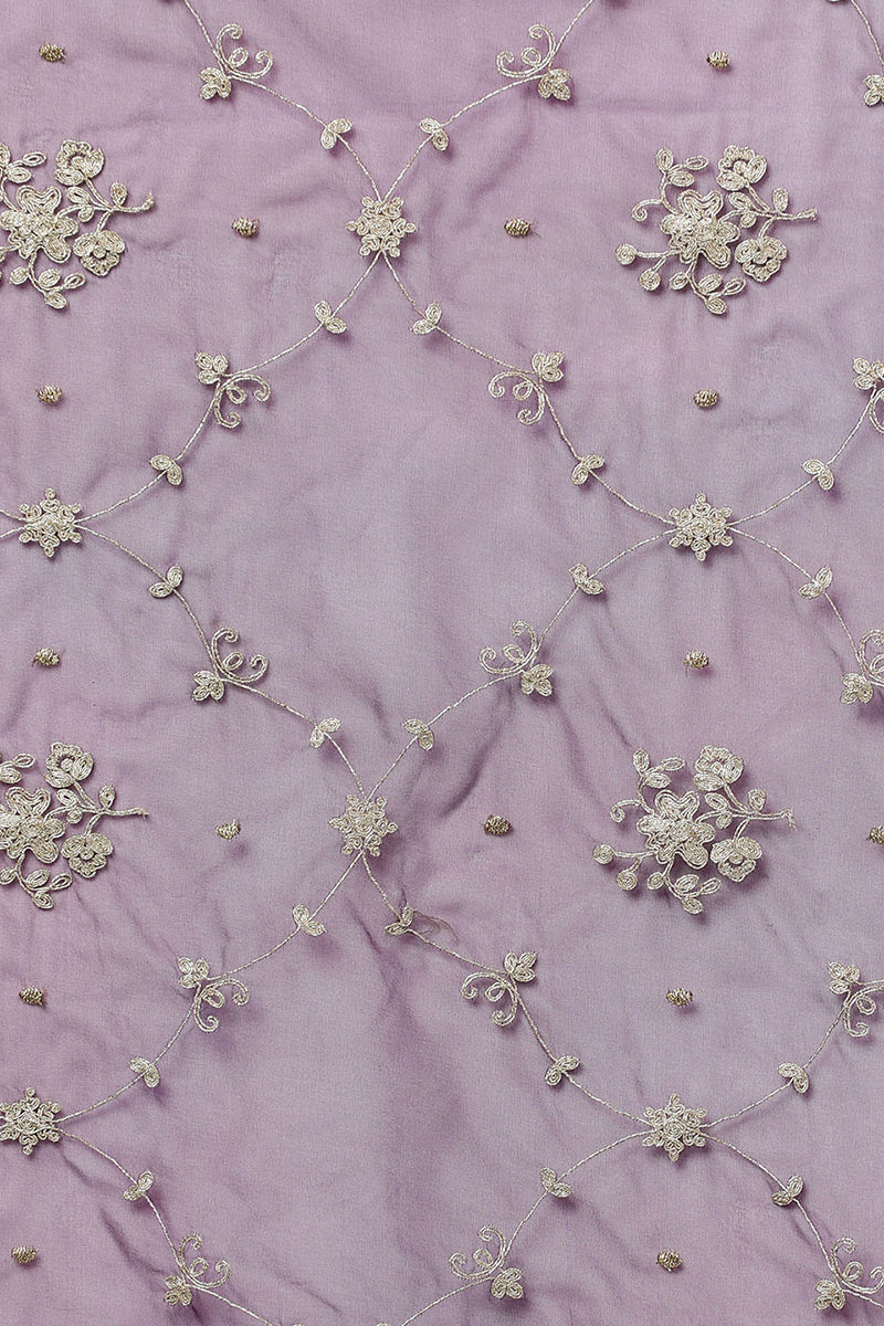 Women's Purple Silk Blend Embroidered Party Wear-Ahika