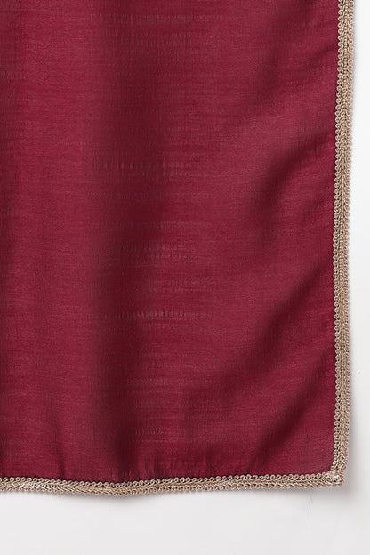Women's Wine Silk Blend Embroidered Festive Wear-Ahika