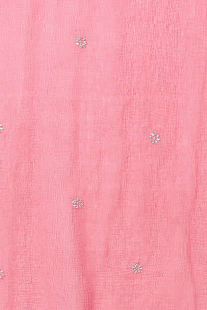 Women's Punch Pink Silk Blend Embroidered Party Wear-Ahika