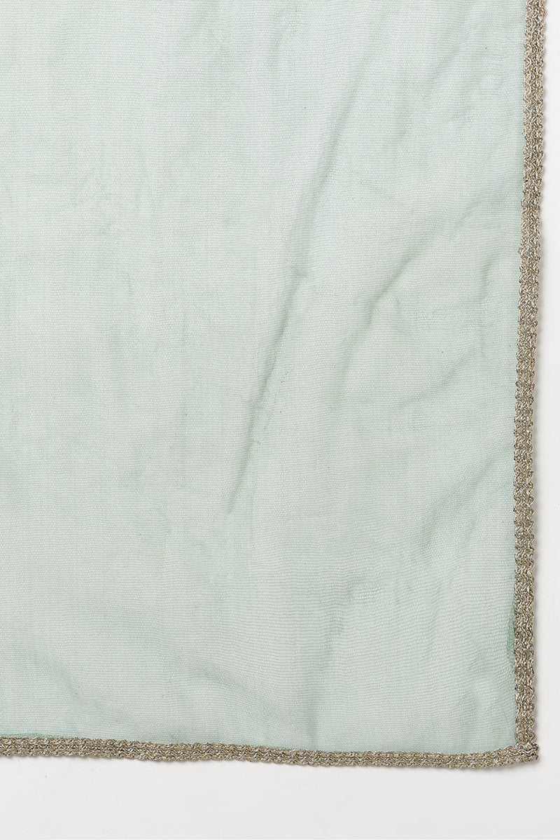 Women's Dark Green Silk Blend Embroidered Party Wear-Ahika