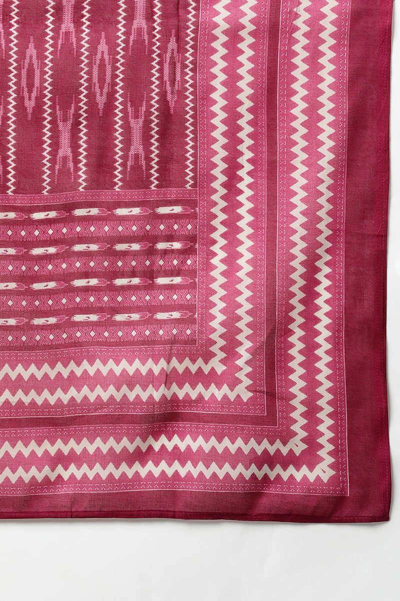 Women's Silk Blend Tyrian Purple Straight Kurta Pant With Dupatta