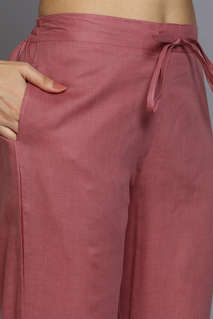 Women's Cotton Pink Bandhani Printed Straight Kurta Pant With Dupatta