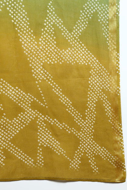 Women's Cotton Yellow Bandhani Printed Straight Kurta Pant With Dupatta