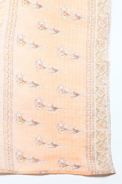 Women's Cotton Blend Nude Printed Straight Kurta Pant With Dupatta