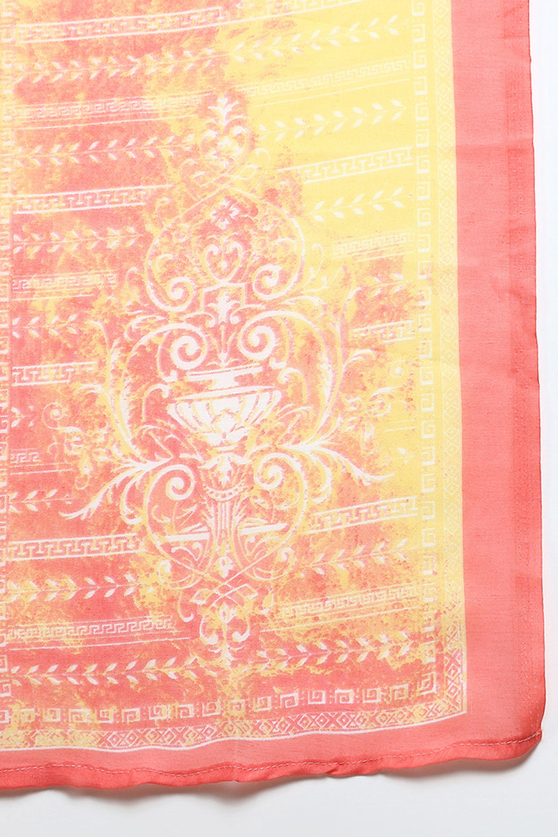 Women's Cotton Yellow Printed Straight Kurta Pant With Dupatta