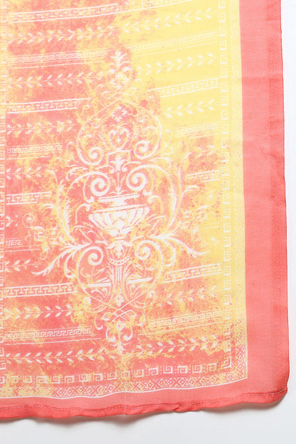 Women's Cotton Yellow Printed Straight Kurta Pant With Dupatta
