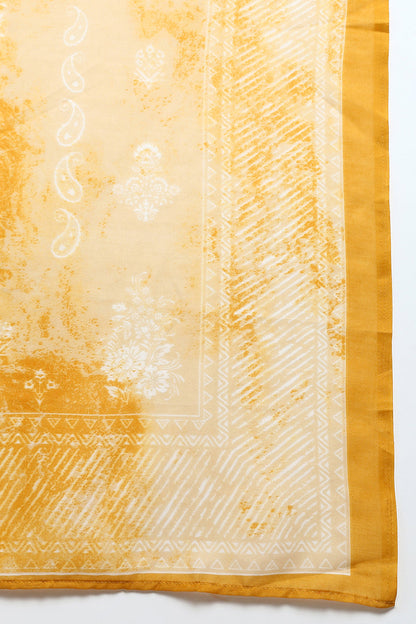 Women's Cotton Off-White Printed Straight Kurta Pant With Dupatta