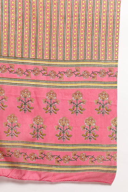 Women's Pink Cotton Printed Flared Suit Set