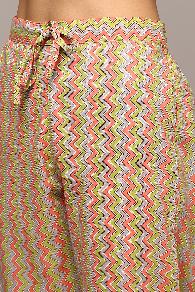 Women's Grey Cotton Printed Flared Suit Set