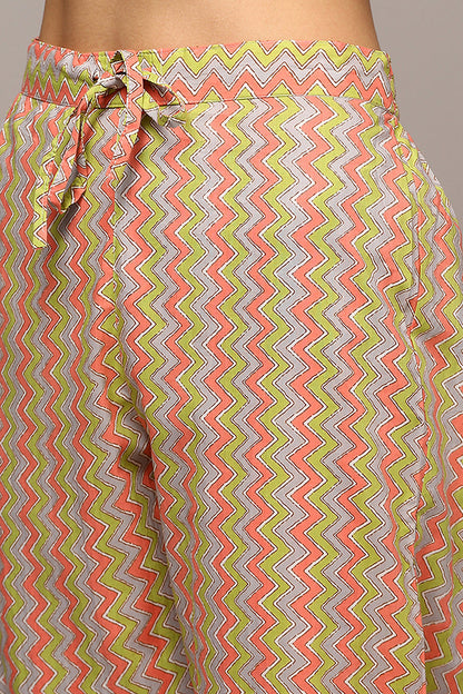 Women's Grey Cotton Printed Flared Suit Set