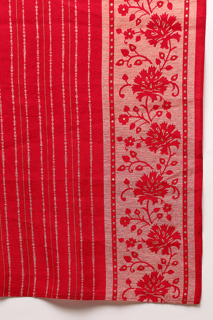 Women's Silk Blend Pink Printed Straight Kurta Pant With Dupatta