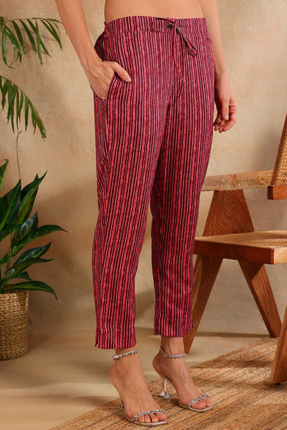 Women's Maroon Rayon Blend Floral Printed Straight Kurta Trouser With Dupatta