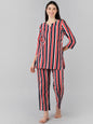 Women's Multi Cotton Striped Printed Night Suit