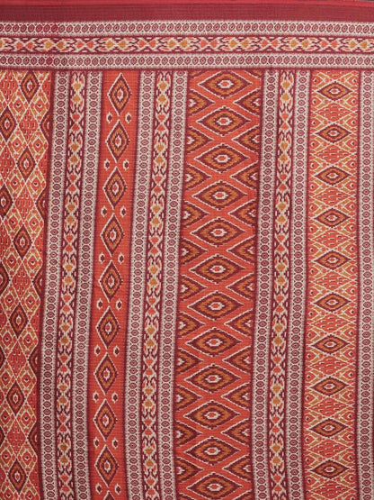 Women's Maroon Art Silk Printed Saree