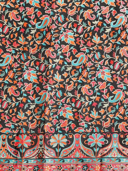 Women's Black Art Silk Printed Saree