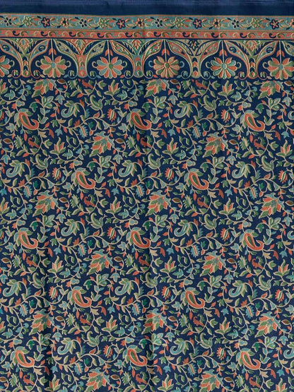 Women's Navy Blue Art Silk Printed Saree