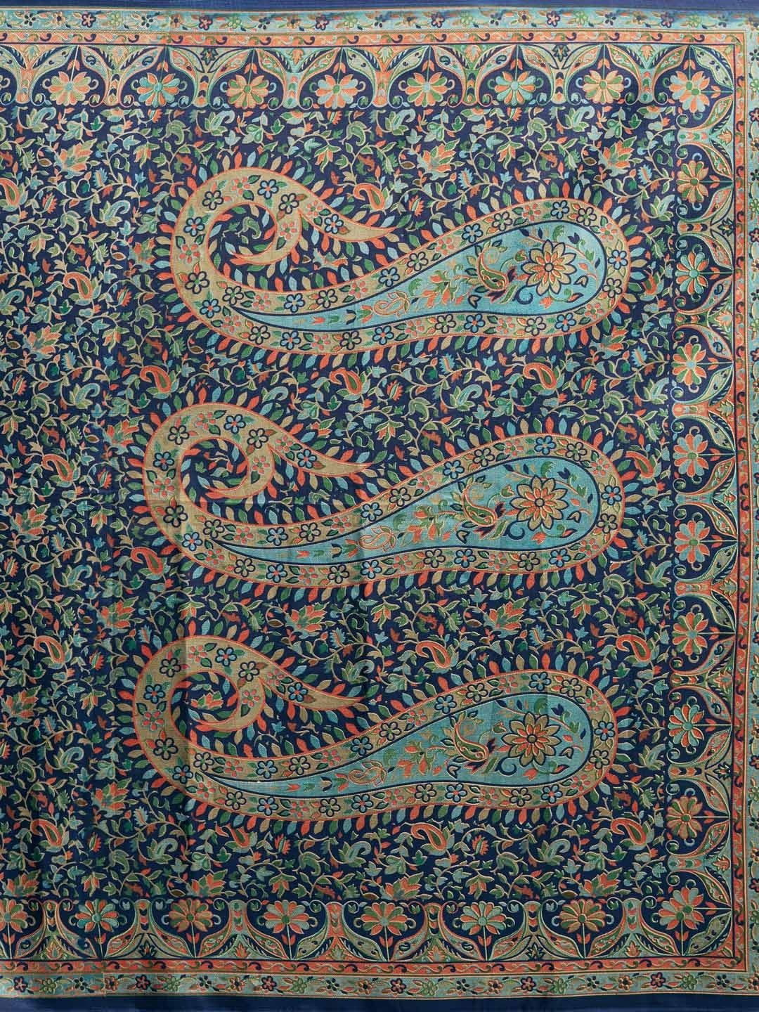 Women's Navy Blue Art Silk Printed Saree