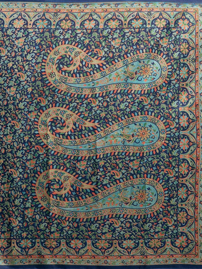 Women's Navy Blue Art Silk Printed Saree