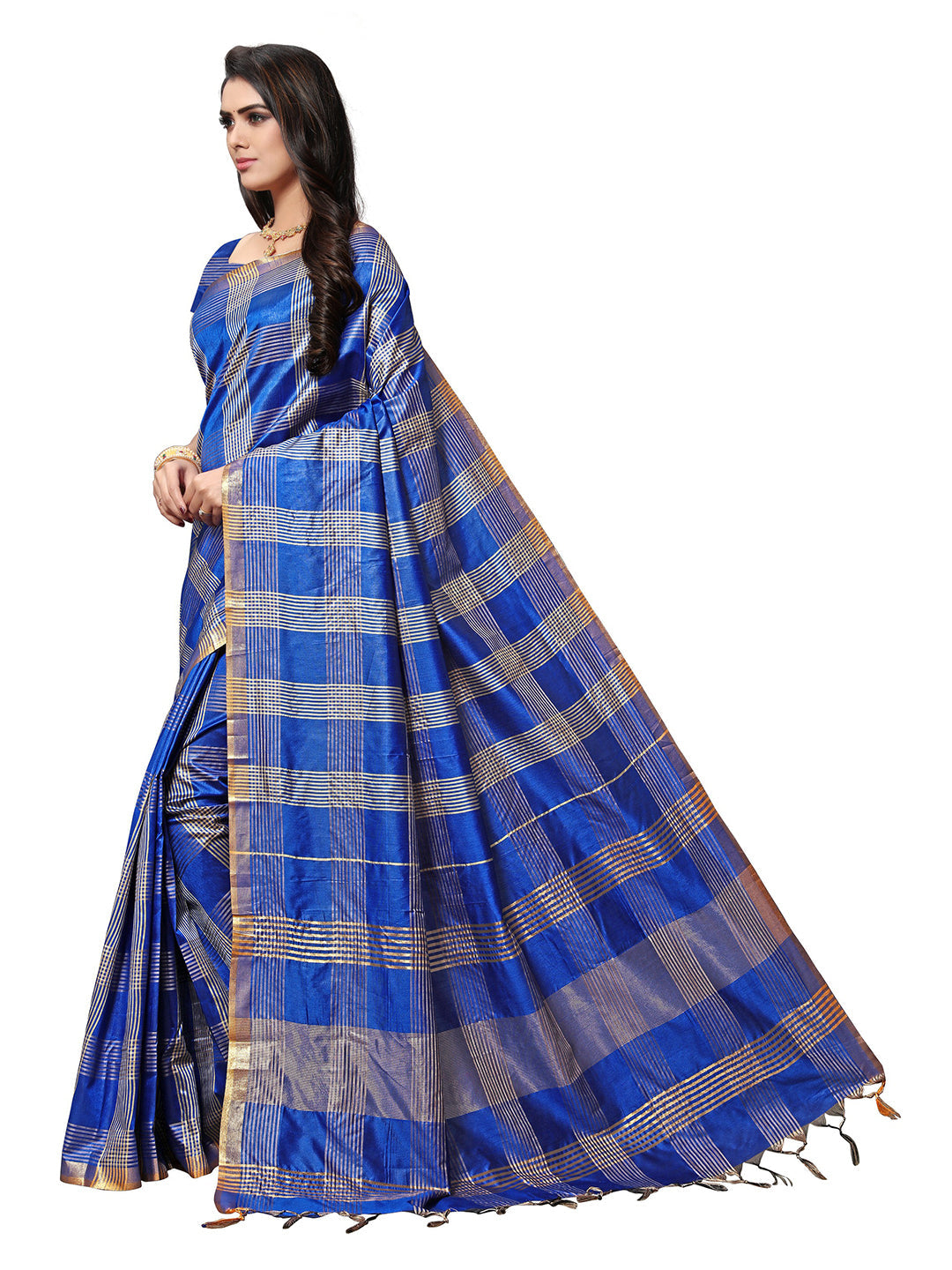 Women's Blue Silk Blend Woven Saree