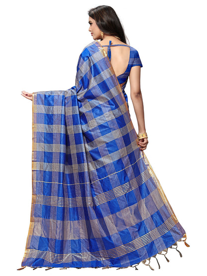 Women's Blue Silk Blend Woven Saree