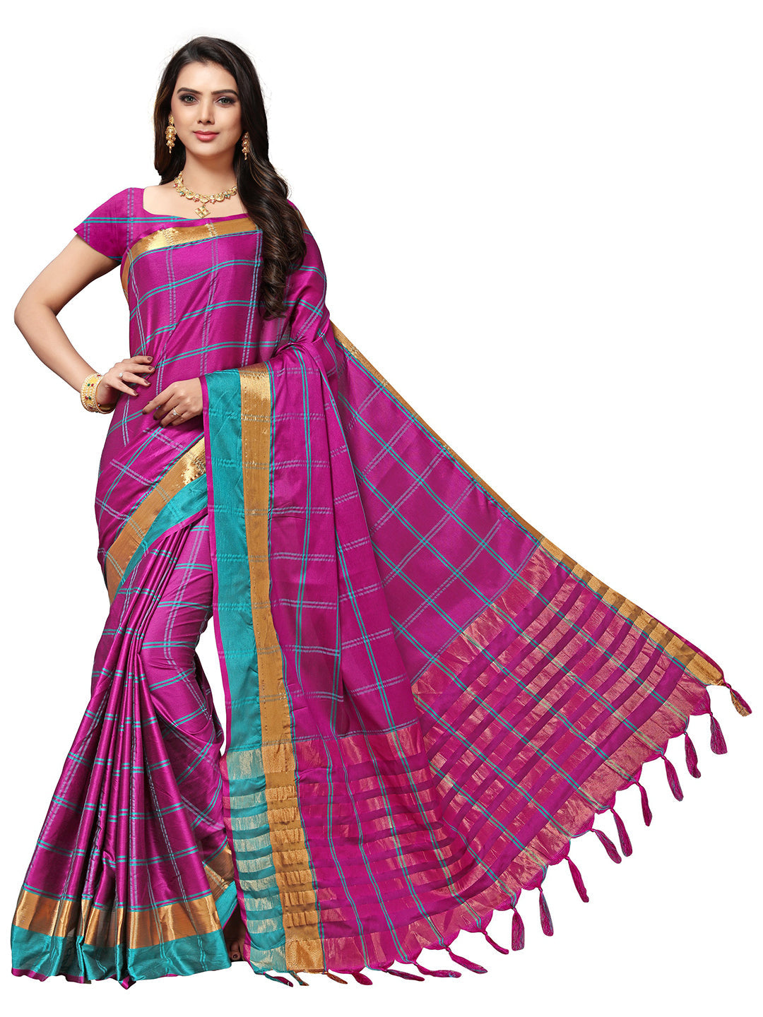 Women's Purple Silk Blend Woven Saree