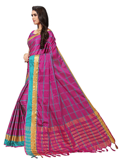 Women's Purple Silk Blend Woven Saree