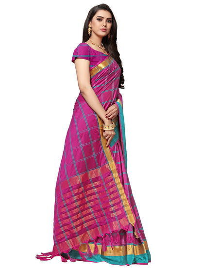 Women's Purple Silk Blend Woven Saree