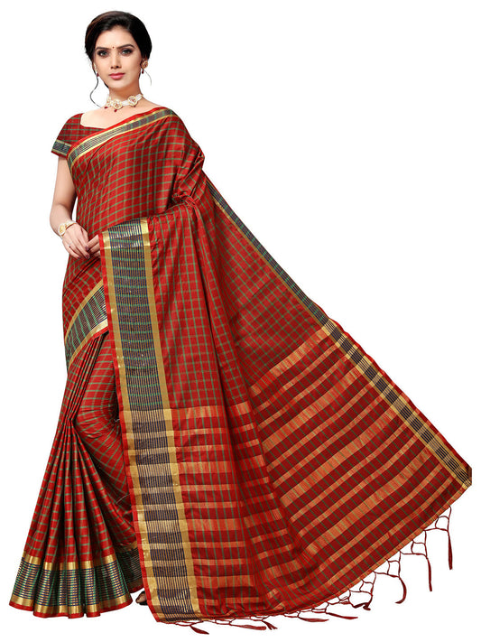 Women's Brown Art Silk Self Design Saree